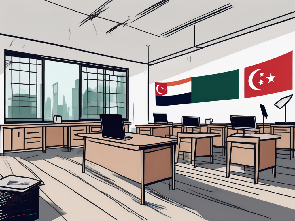 A classroom setting in singapore with a globe