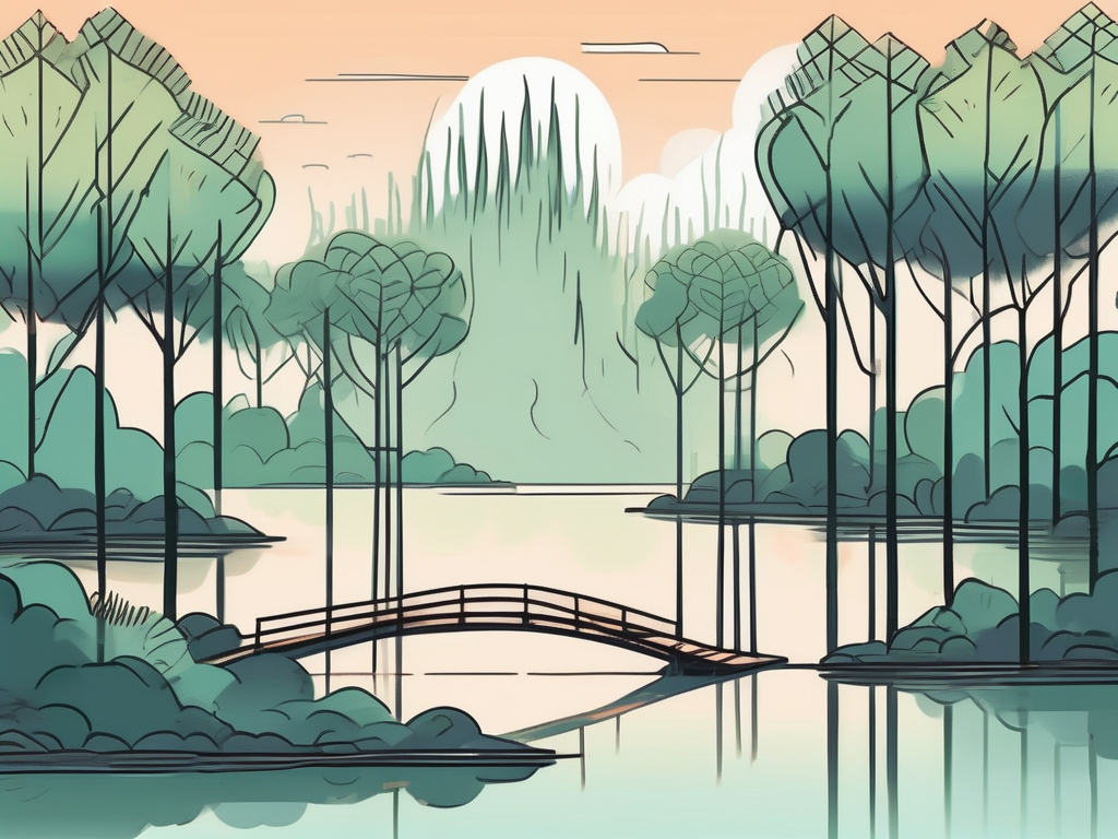 A deserted island with seven out of ten trees wilted