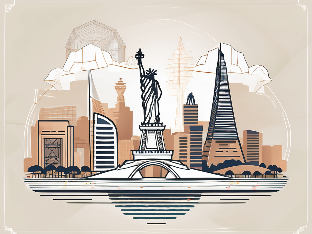 Various iconic landmarks from different countries