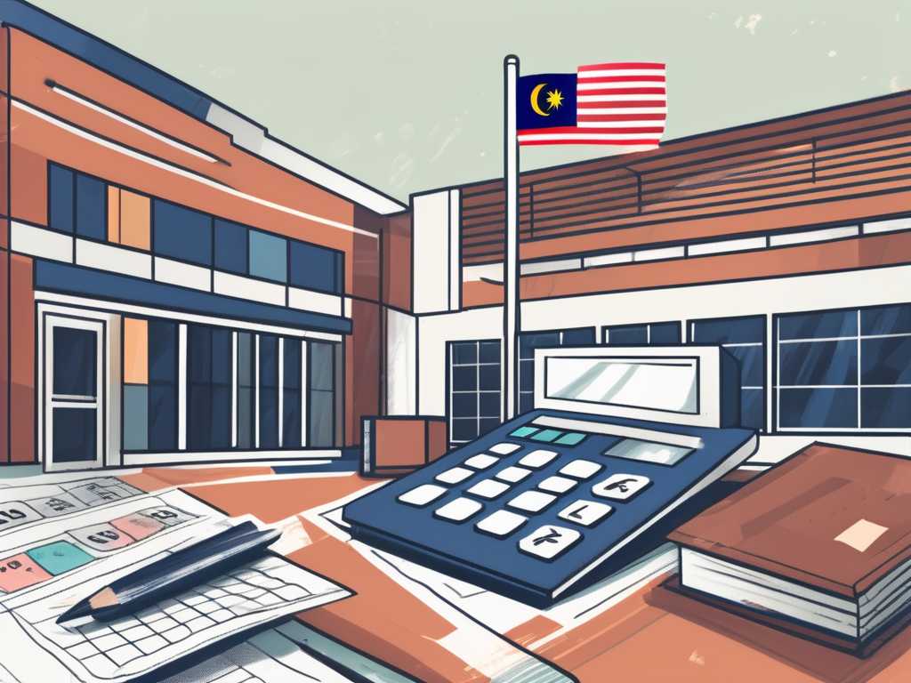 An international school building with the malaysian flag