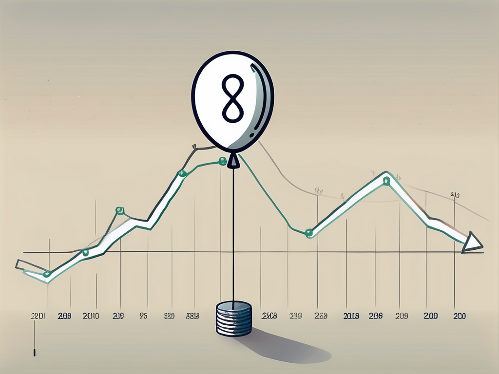 A deflated balloon with a percentage symbol on it