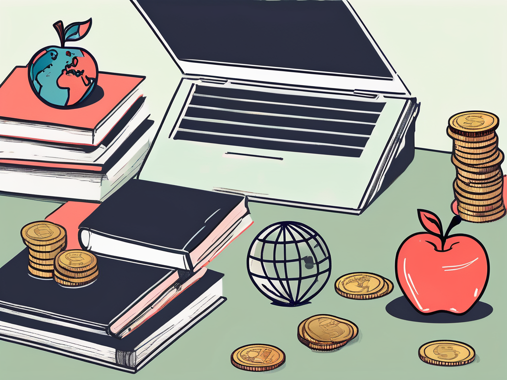 A teacher's desk with a stack of books