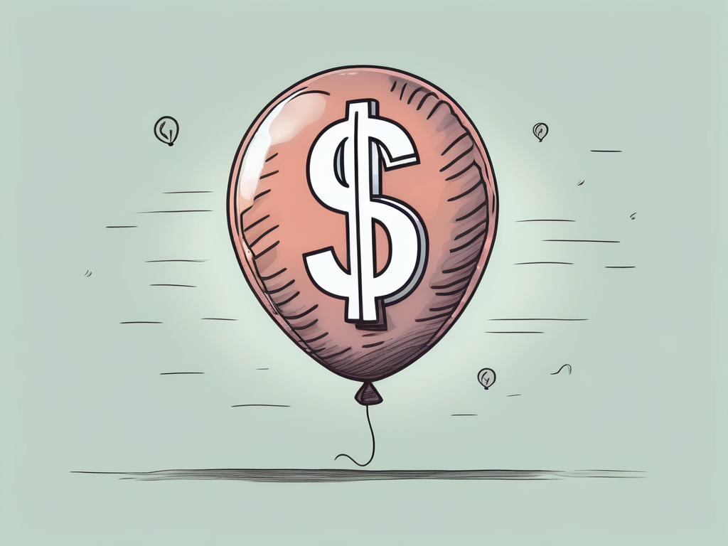 A deflated balloon with a dollar sign on it