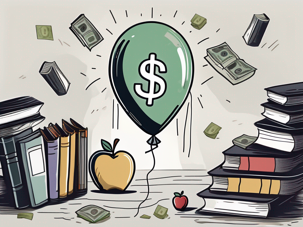 A deflated balloon with a dollar sign on it