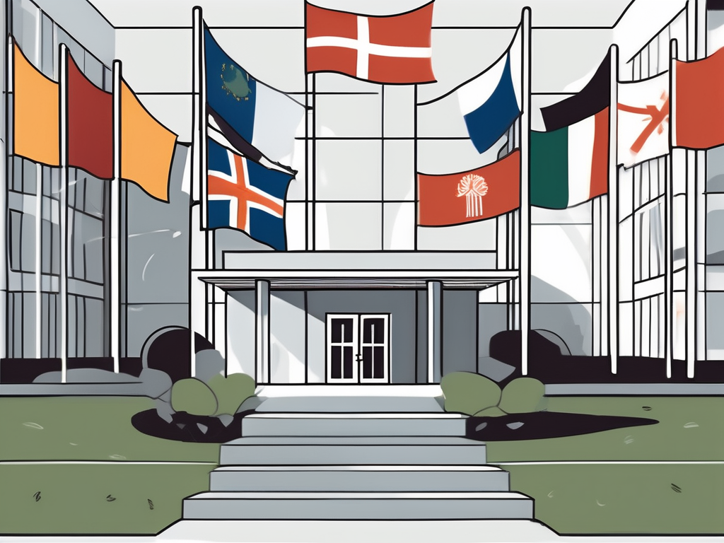 The oslo international school building with various educational symbols like books