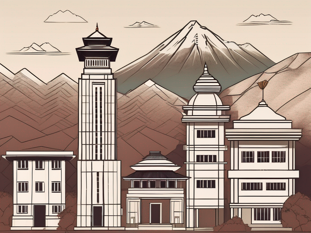 Five different school buildings representing various architectural styles from around the world