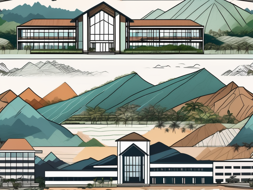 Five different school buildings representing various architectural styles