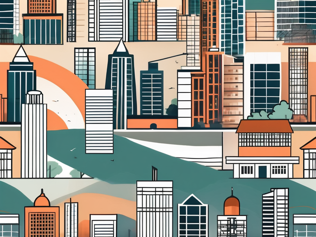 A diverse collection of school buildings representing different architectural styles from around the world