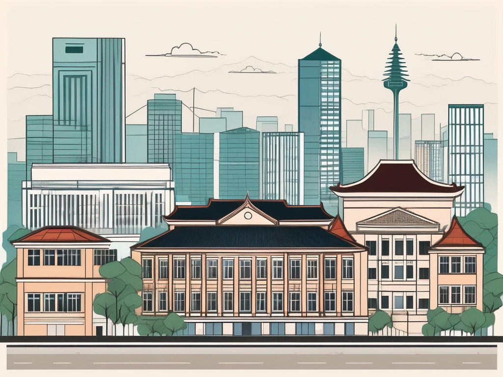 A diverse collection of iconic school buildings representing international architecture