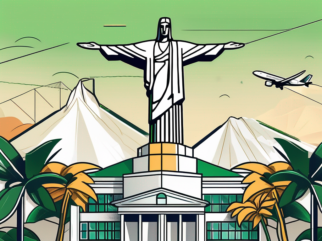 A school building with a brazilian flag flying on top