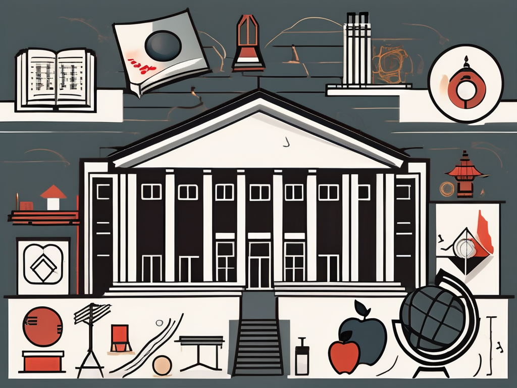 A school building with a chinese architectural style