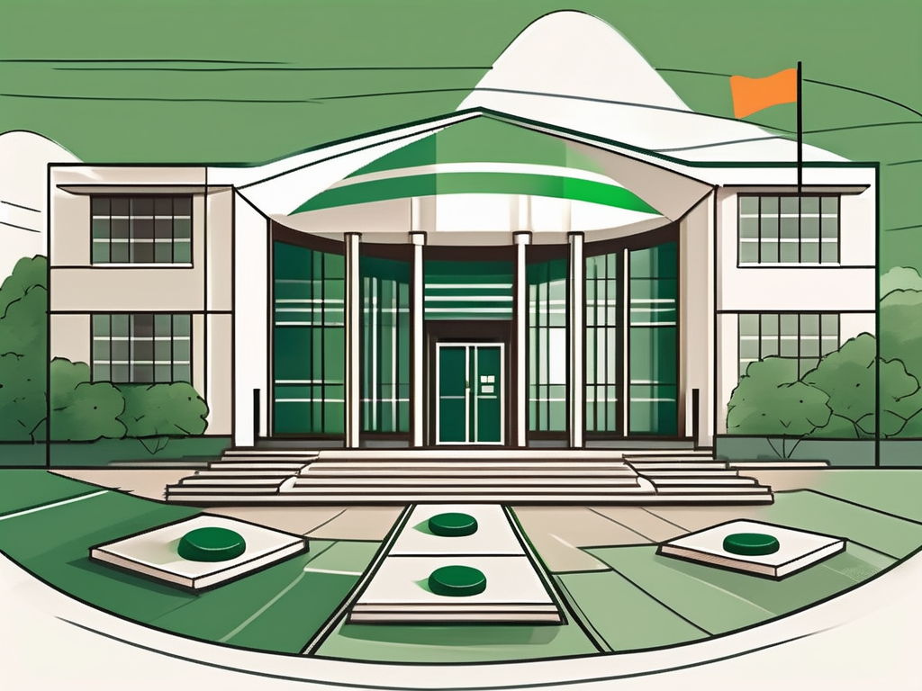 A school building with irish flag flying on top