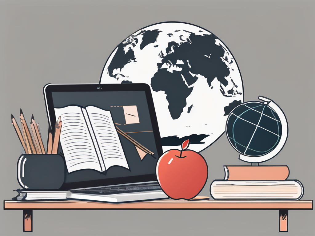 A classroom setting with japanese cultural elements