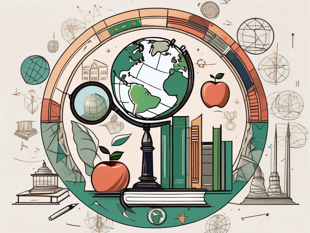 A globe with a magnifying glass highlighting pakistan