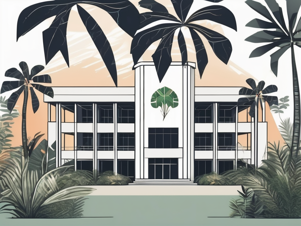 An international school building in papua new guinea surrounded by tropical flora