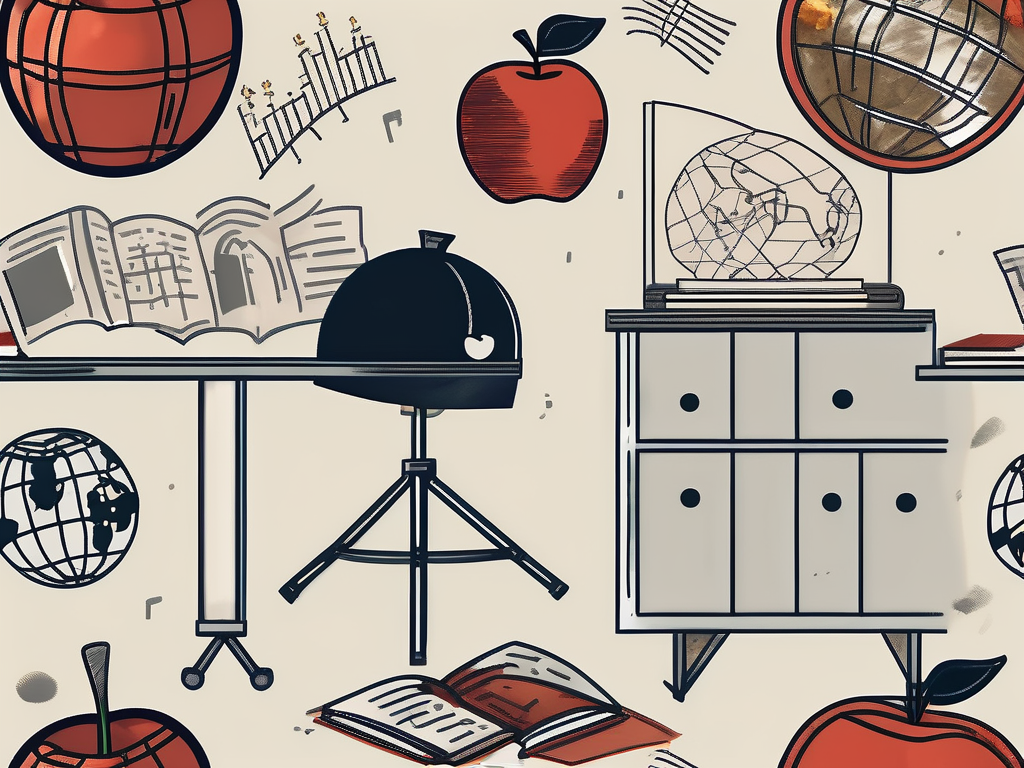 A classroom setting with a globe focused on spain