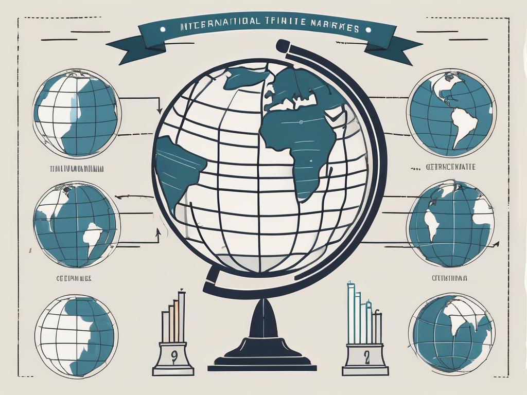 A globe with eight distinct markers placed on various locations in the us