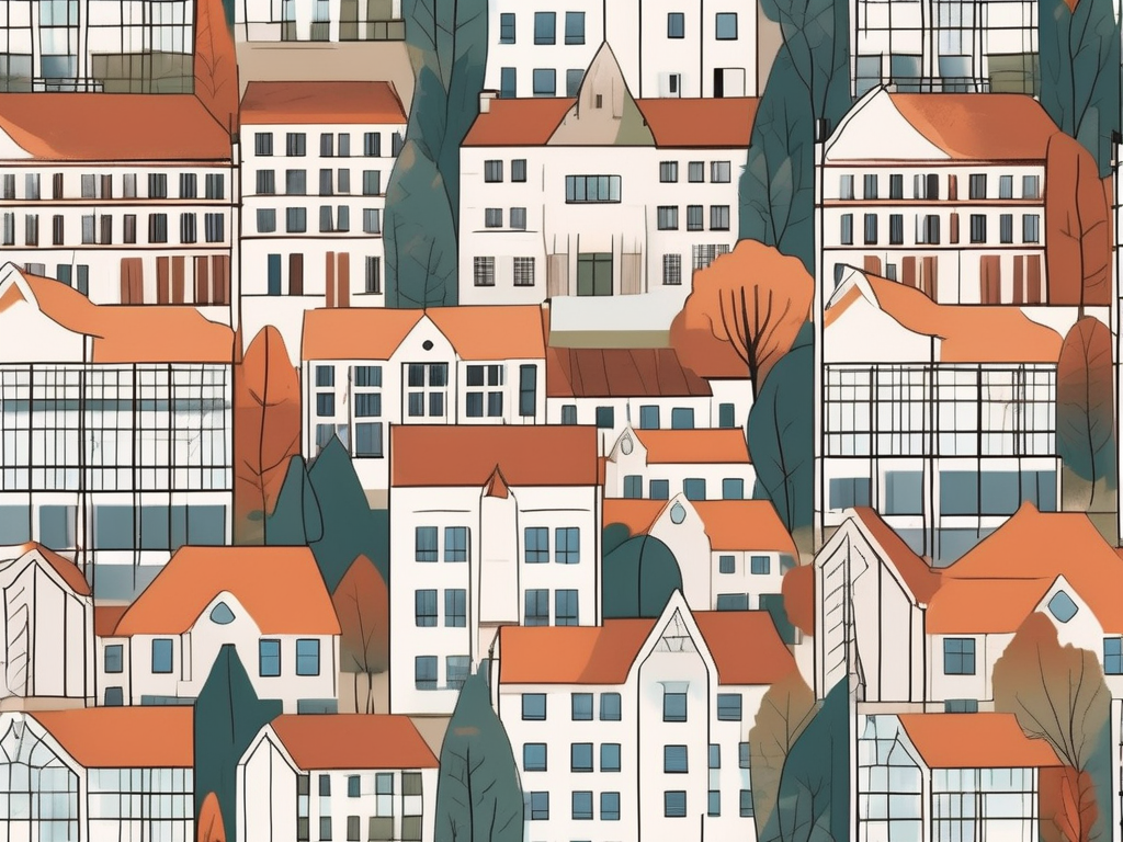 A diverse collection of eight school buildings