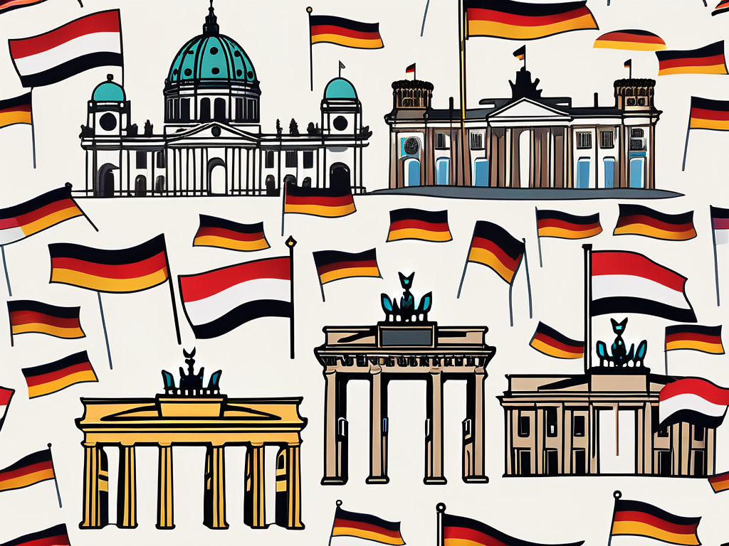 A few international schools in germany with various country flags waving in the breeze