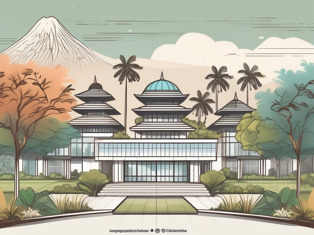 A diverse array of international school buildings in indonesia