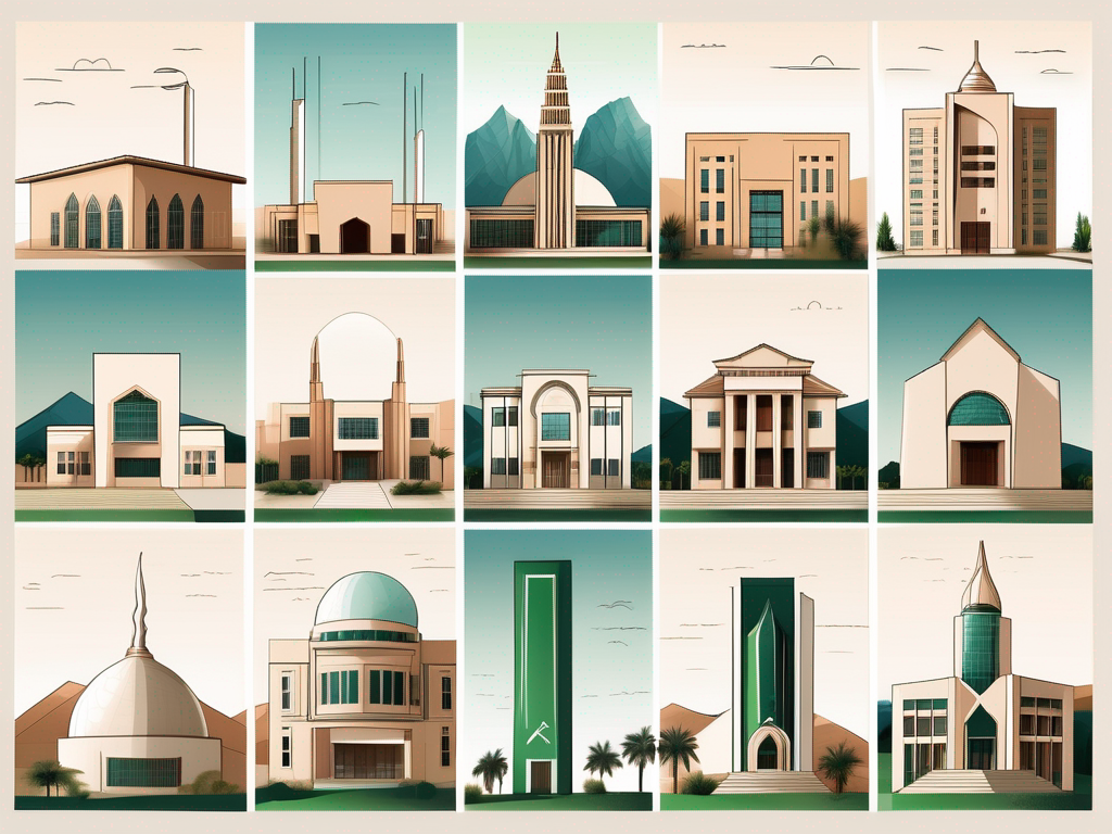 A collection of nine different school buildings