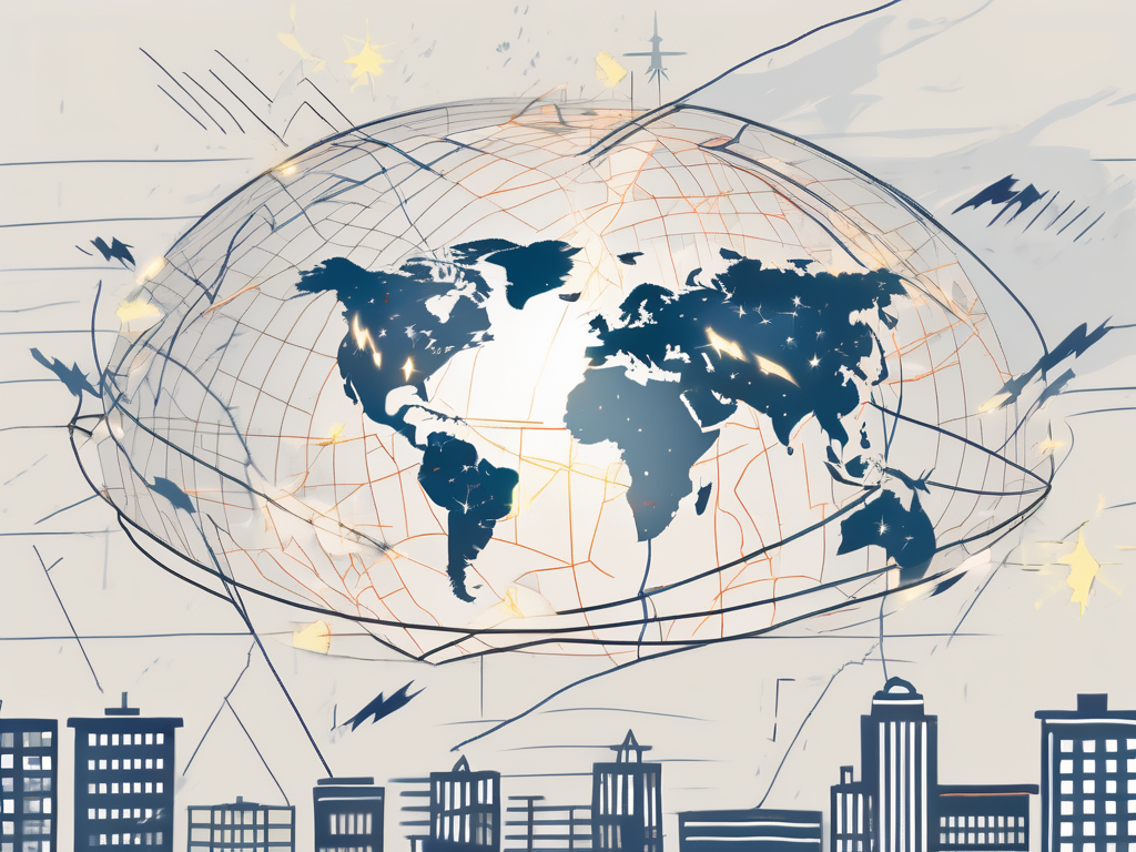 A globe with various international school buildings scattered across the usa map