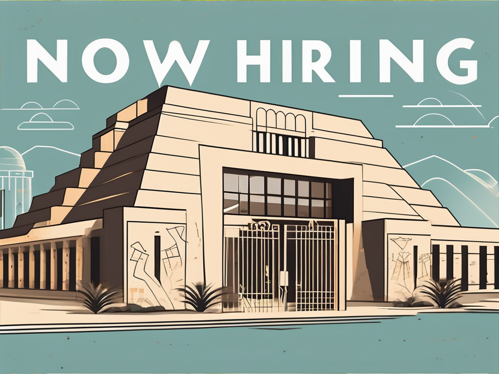 An international school building in egypt with a "now hiring" sign on the gate