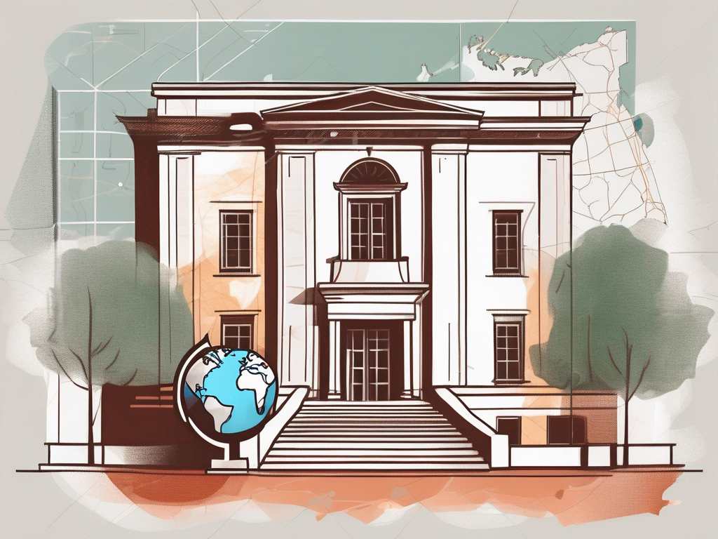 An italian school building with a global map and a calendar in the background