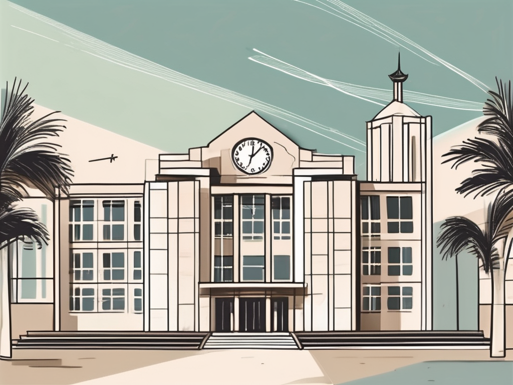 An international school building in macao with a calendar and a clock