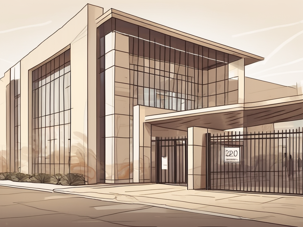 An international school building in saudi arabia with a "now hiring" sign on the front gate