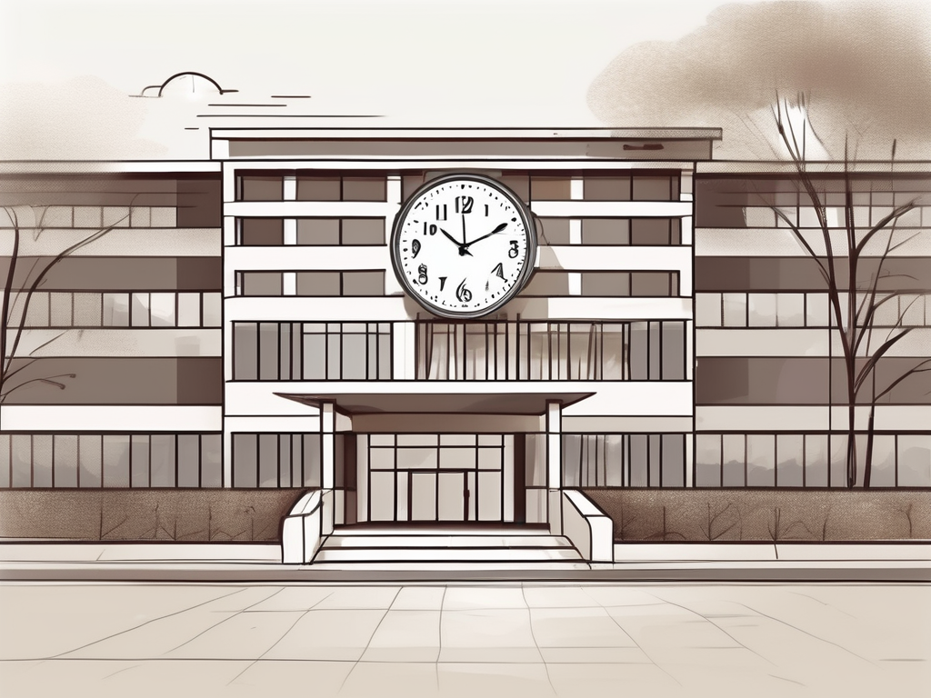 A thai international school building with a symbolic calendar or clock indicating the start of a hiring season