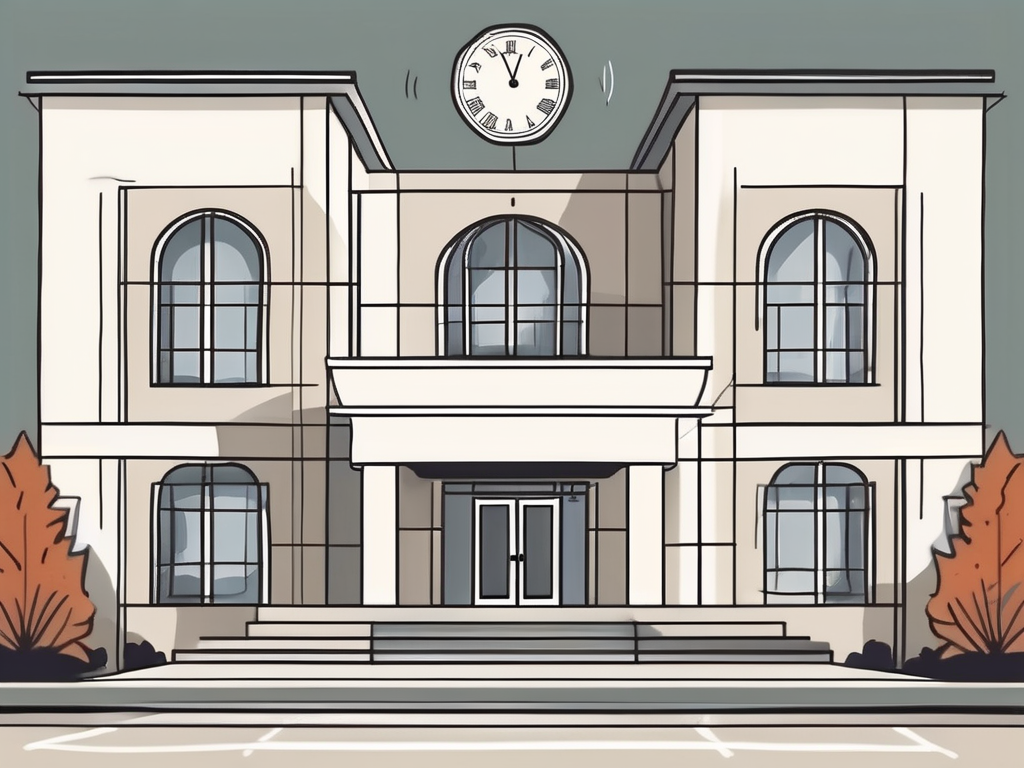 A swiss international school building with a calendar and a clock