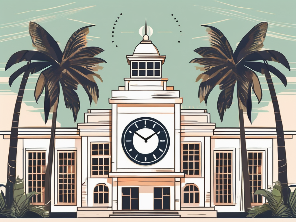 An international school building in phuket surrounded by tropical palm trees