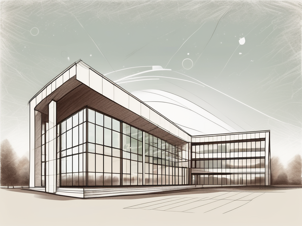 An international school building in austria with a symbolic hourglass or calendar indicating the passage of years