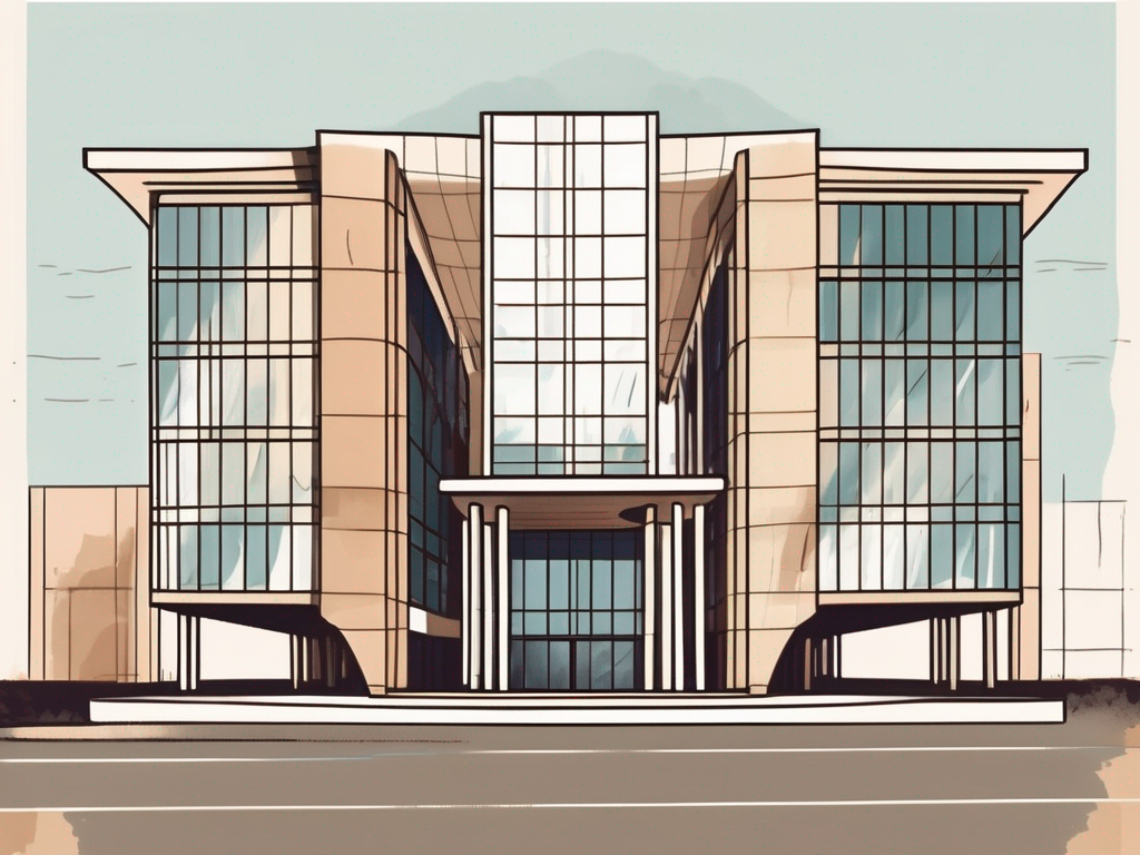 An international school building in bahrain with a symbolic hourglass representing years of experience