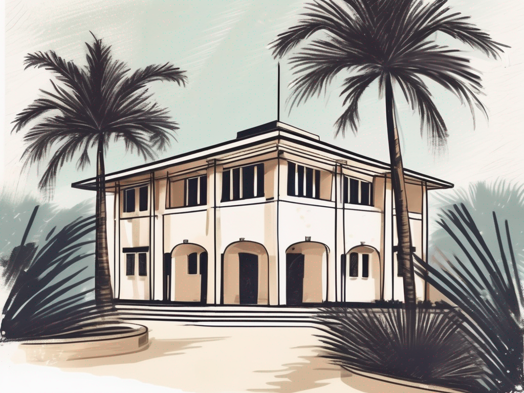 An international school building in barbados surrounded by palm trees