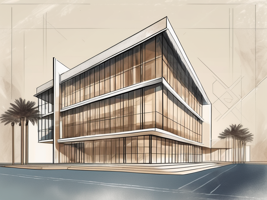 An international school building in abu dhabi with a symbolic hourglass signifying years of experience