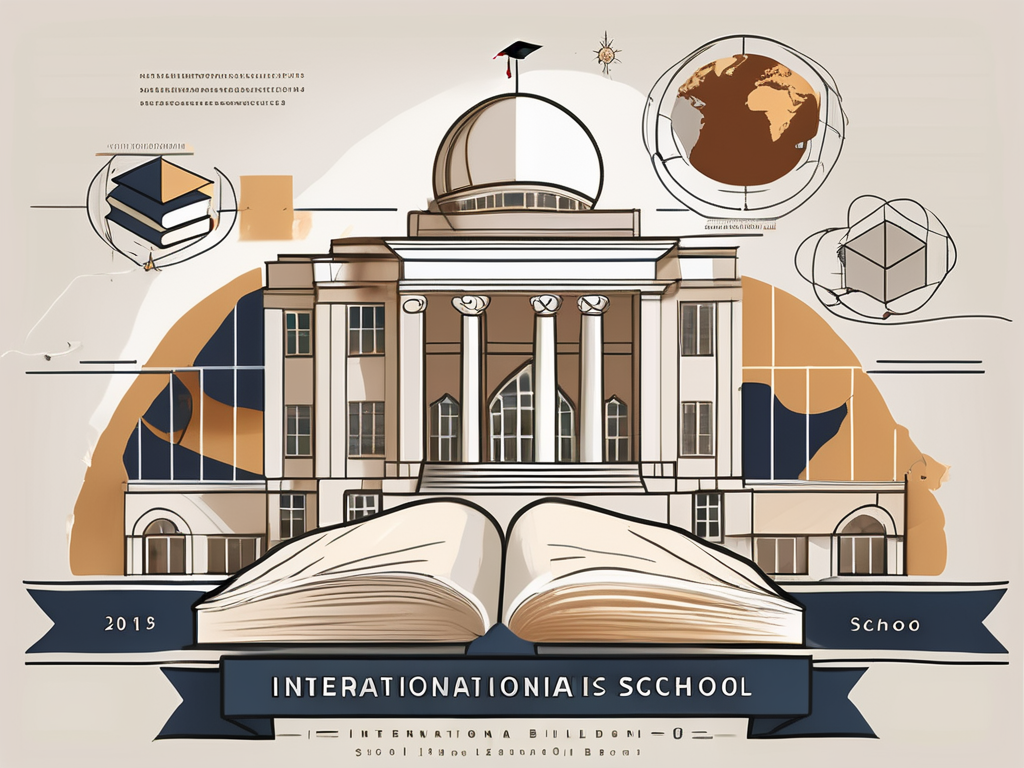 An international school building in brunei with a timeline indicating the passing of years