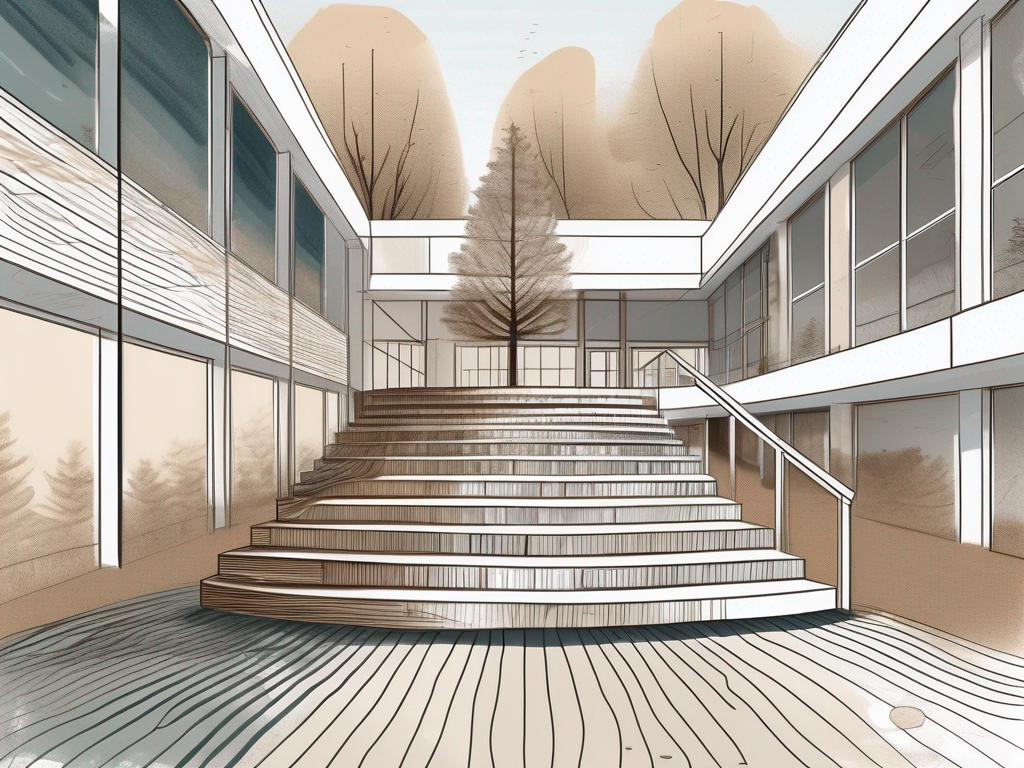 An international school building in canada with a symbolic timeline indicating the progression of years