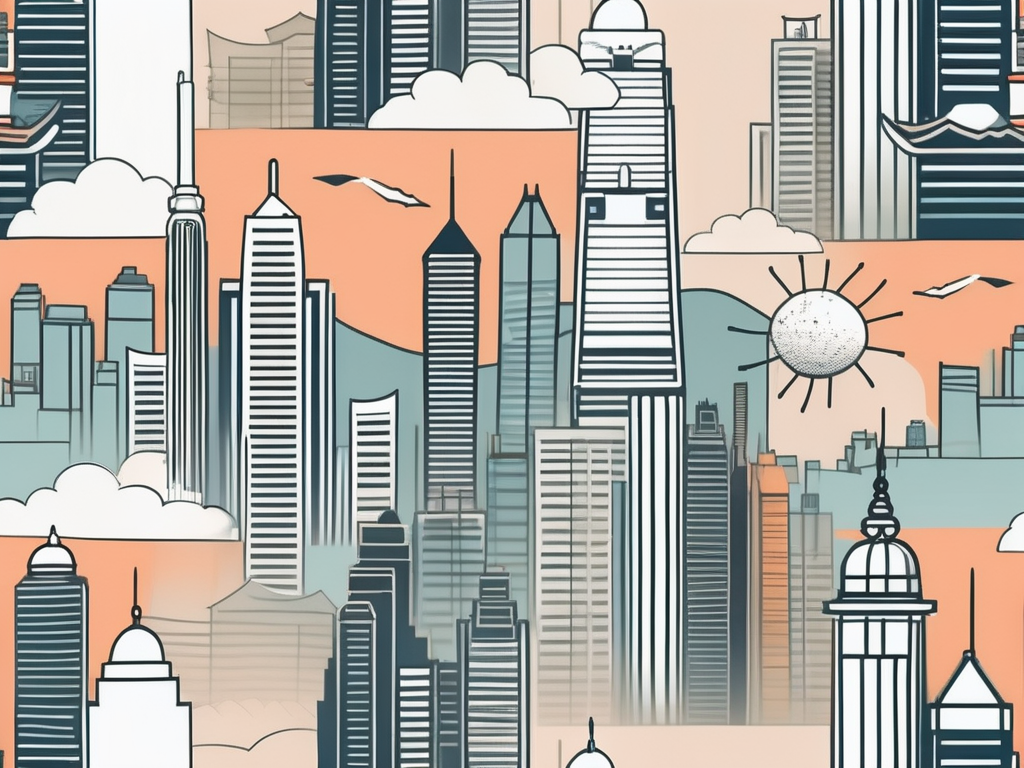 A classic singapore skyline with iconic landmarks