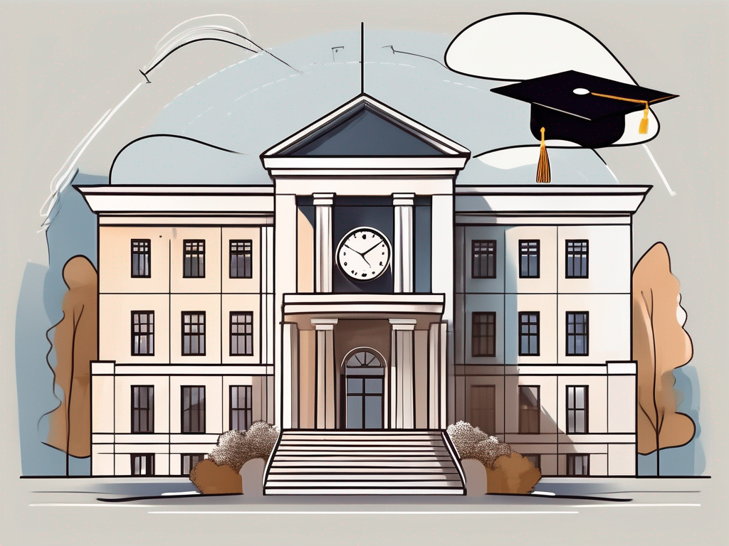 An international school building in finland with different educational symbols like books