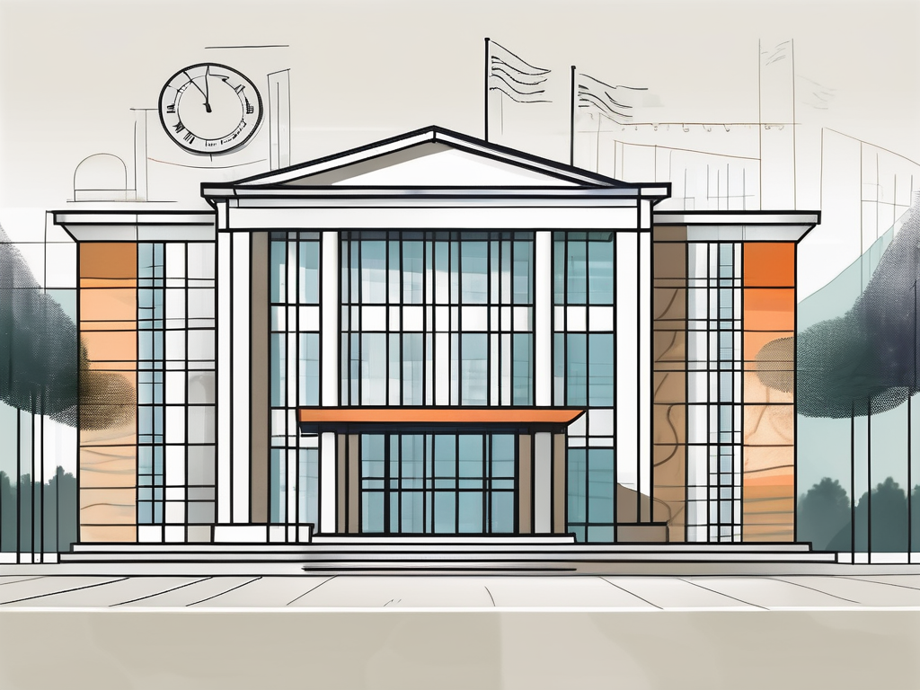 A german international school building with a timeline showing different stages of professional development