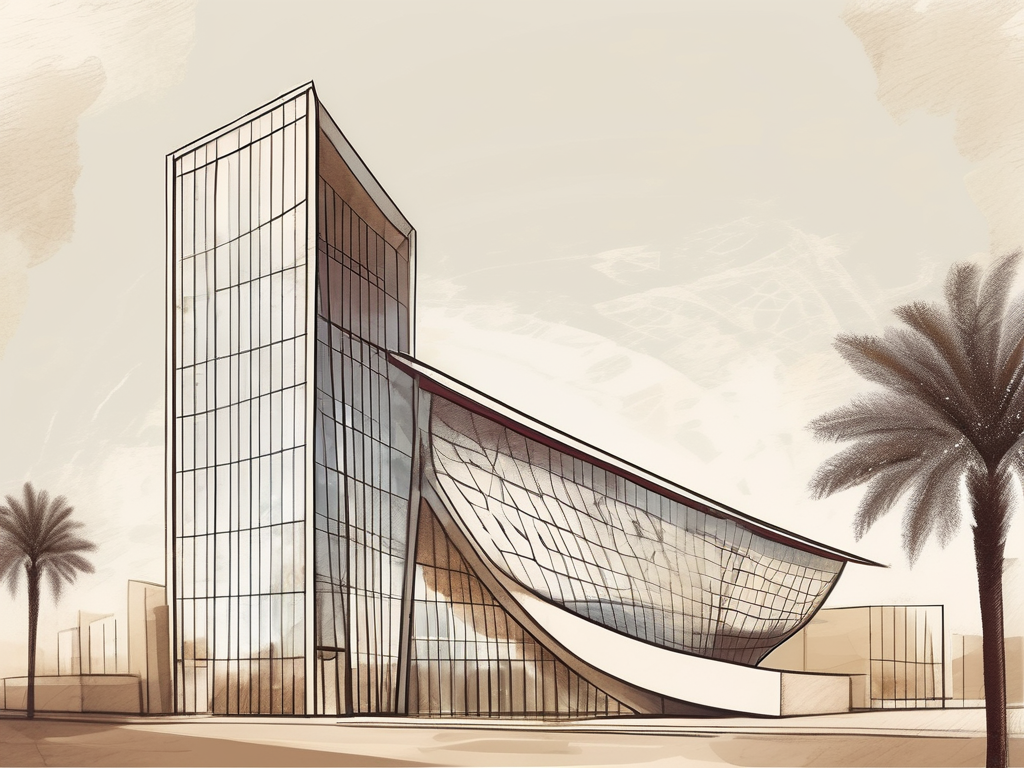 An international school building in doha with a symbolic hourglass representing years of experience