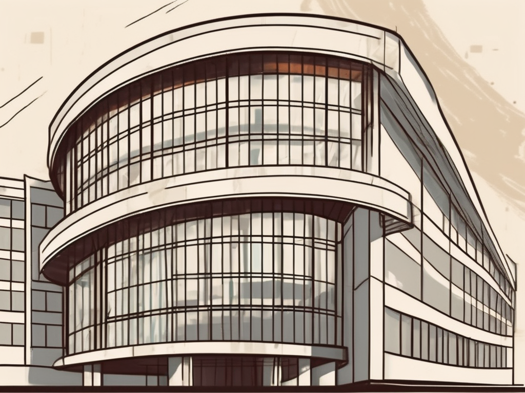 An international school building in nigeria with a symbolic hourglass indicating the passage of time