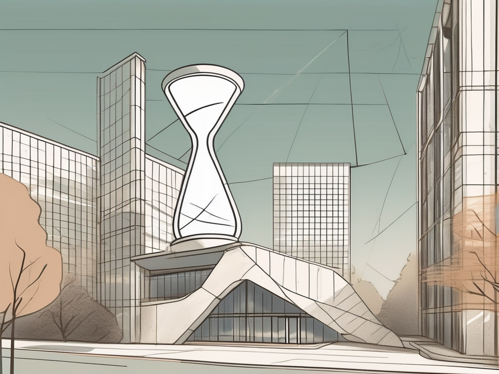 An international school building in seoul with a symbolic hourglass nearby