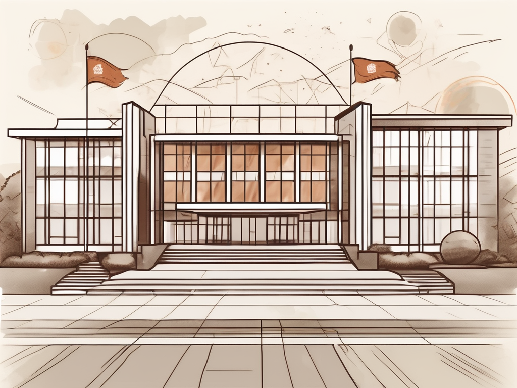 An international school building in taiwan with different educational symbols like books