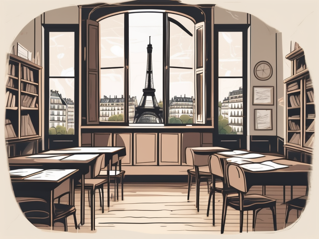 A classroom setting in a historic parisian building