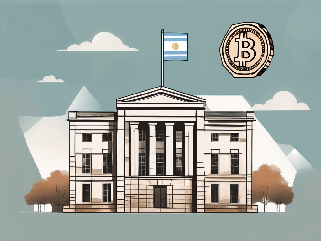 An international school building in argentina with a symbolic representation of currency