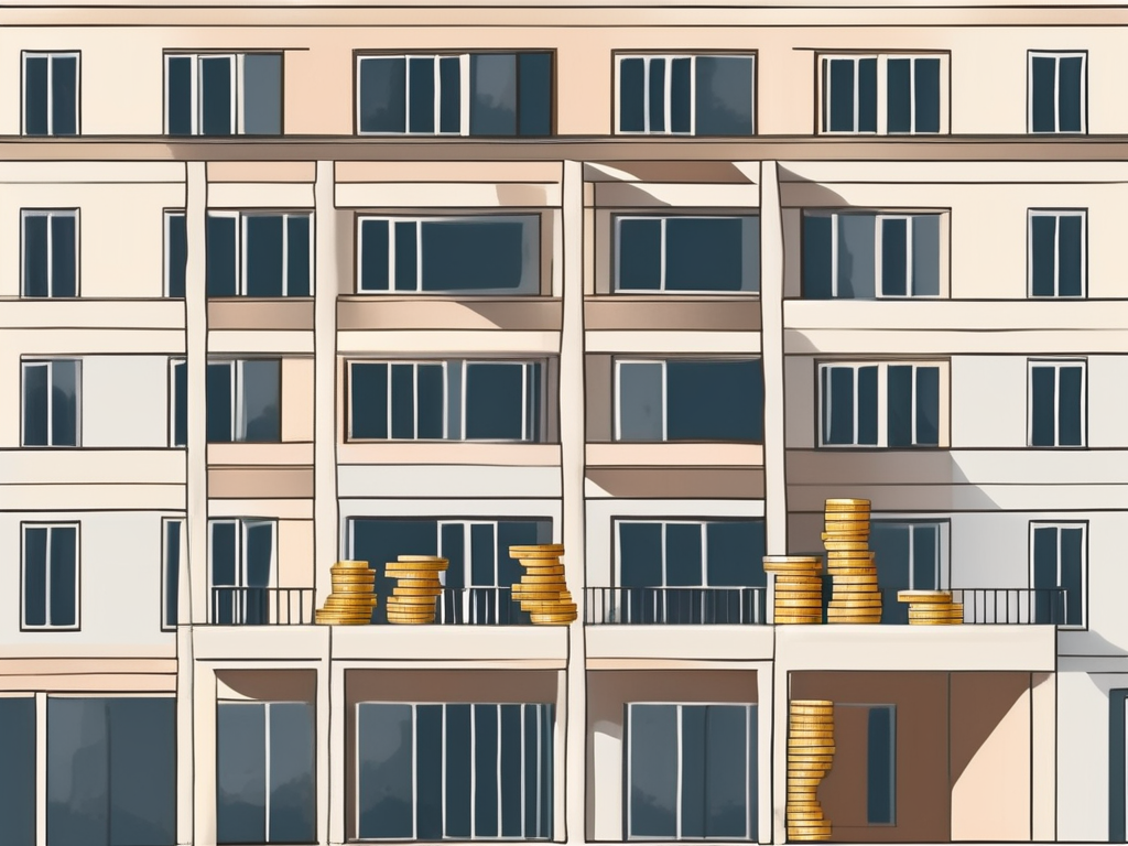 An international school building in italy with a symbolic scale balancing books and a bag of coins