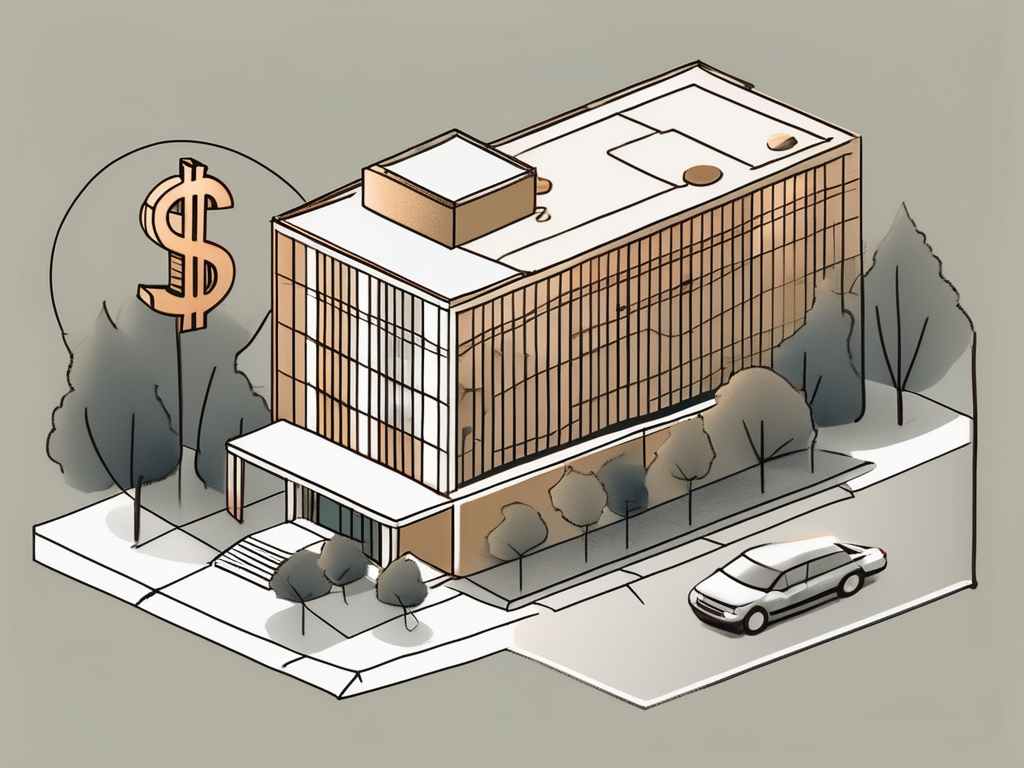 An international school building in jordan with a symbolic representation of currency